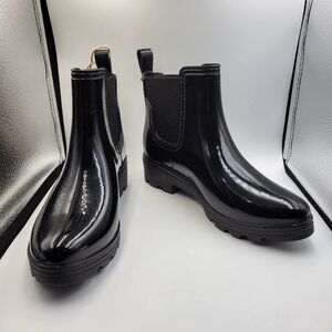 Seven7 Polished Black Rain Booties Sz 9